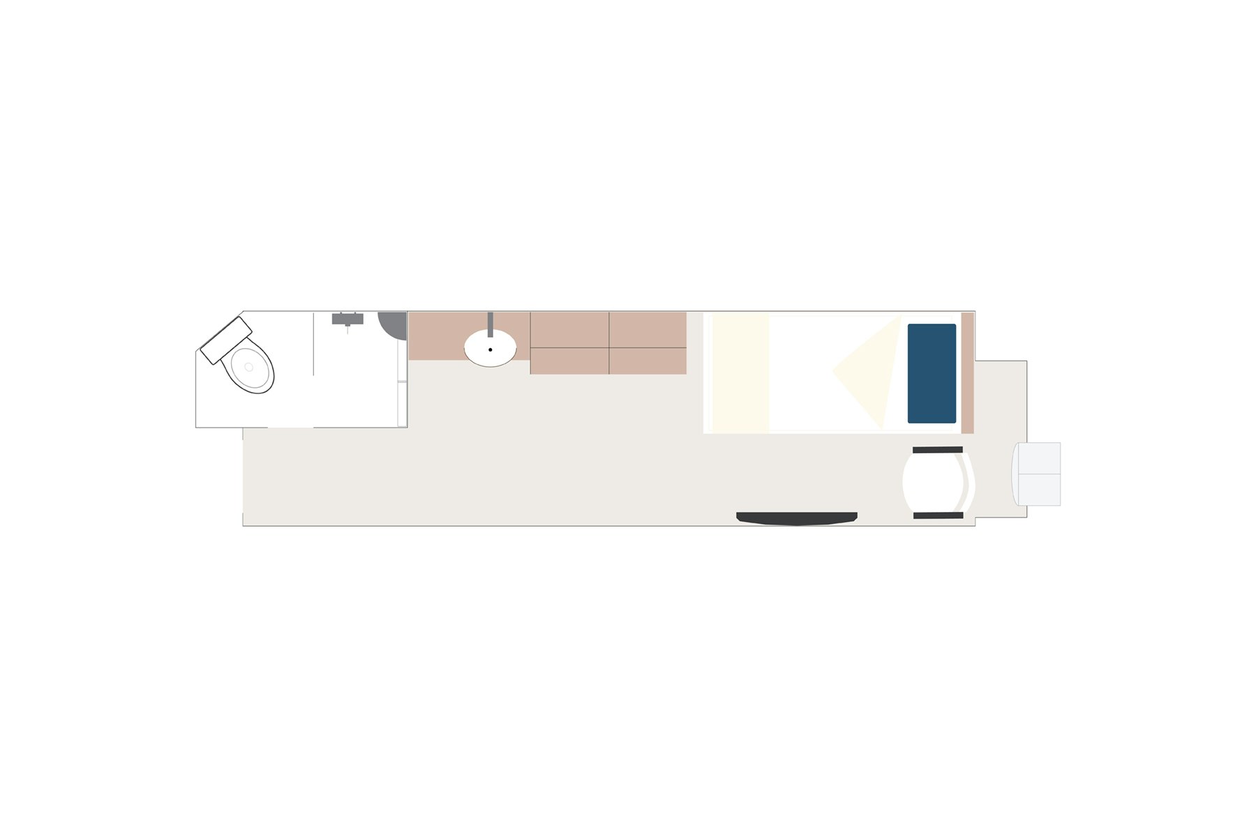 Aurora Stateroom Single Floorplan