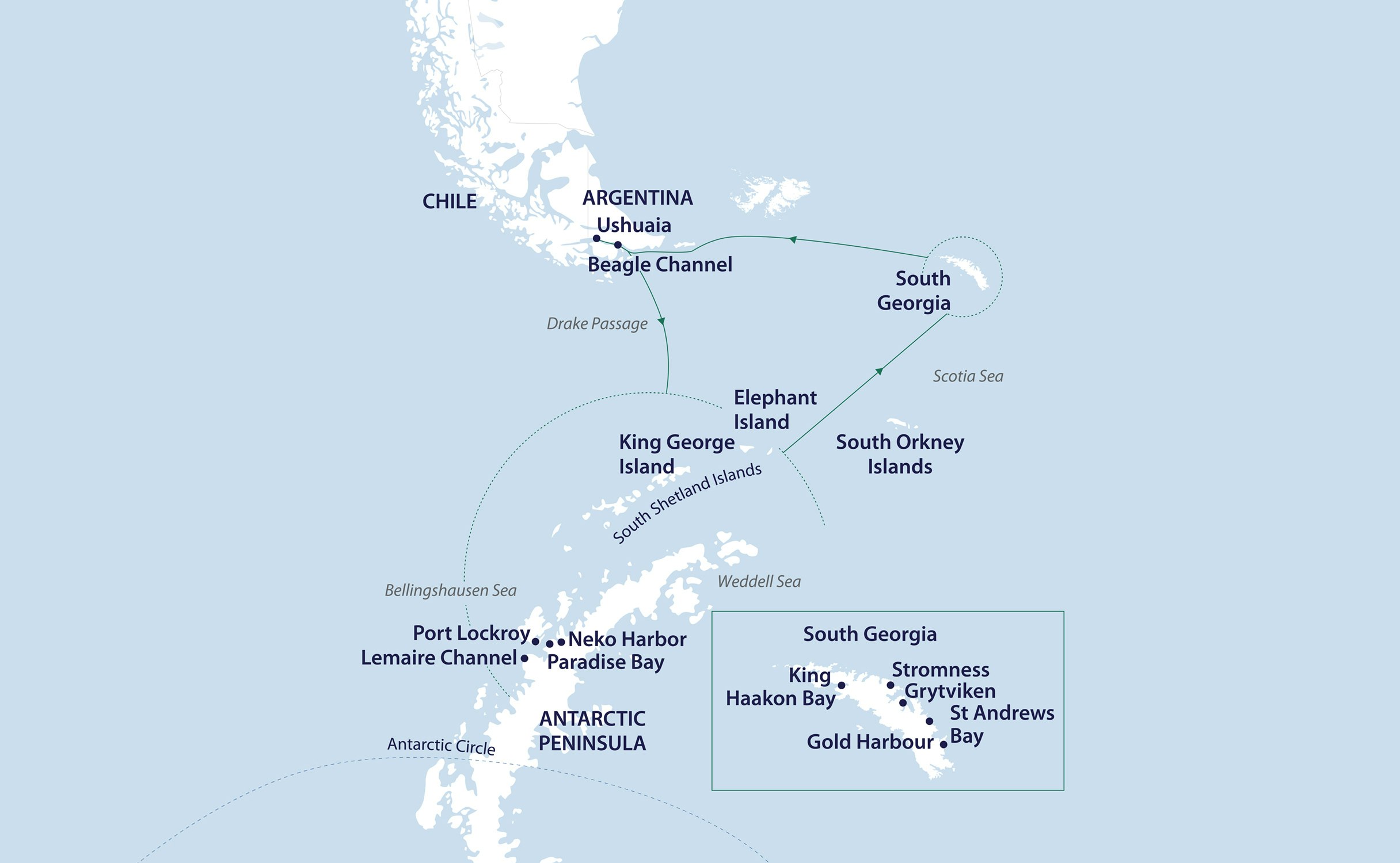 South Georgia & Antarctica: Through the Lens Map