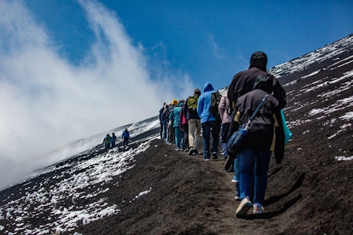 Scaling the slopes of Mt Etna, Sicily, Pia Harboure