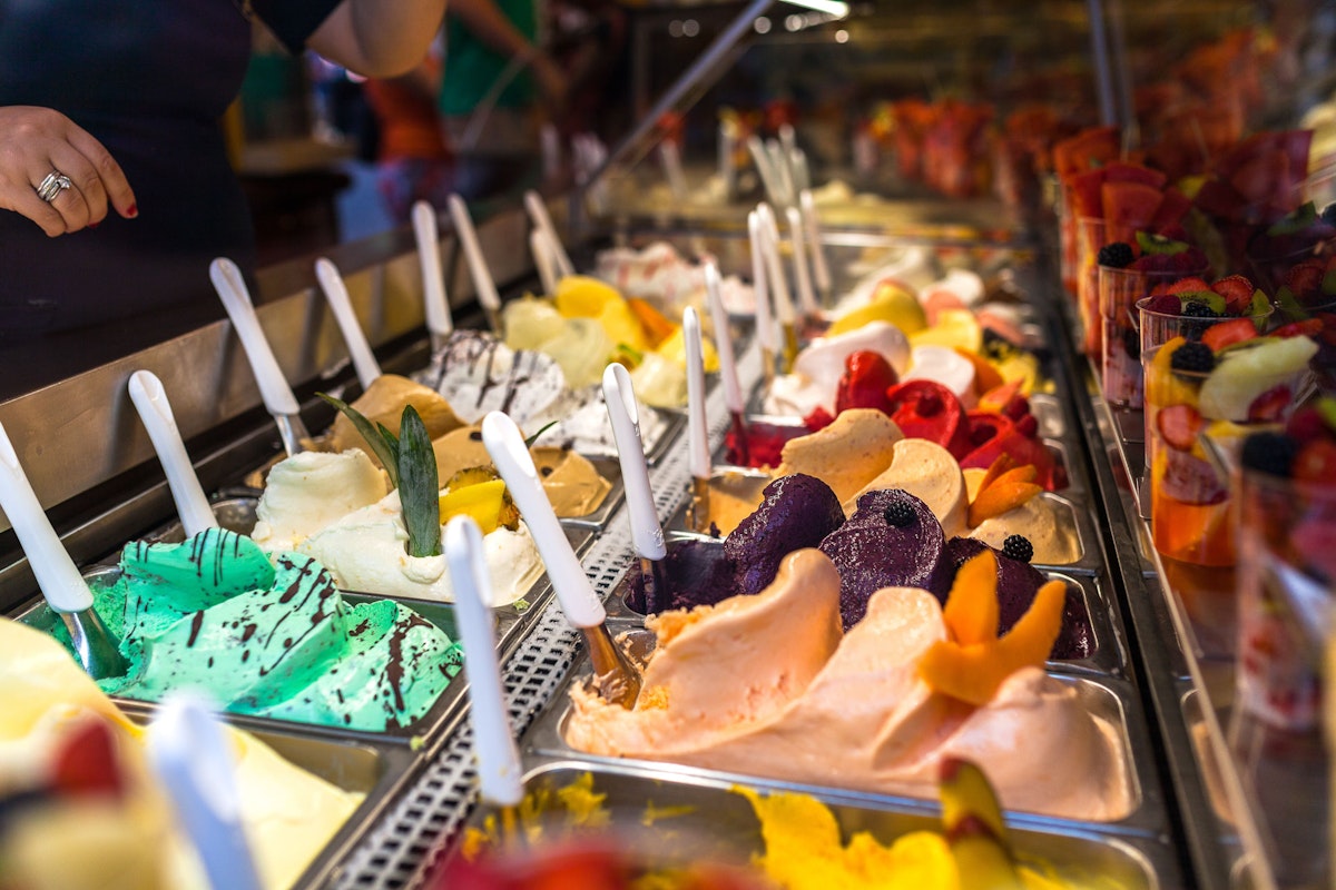 Italian ice cream in a cafe, Shutterstock