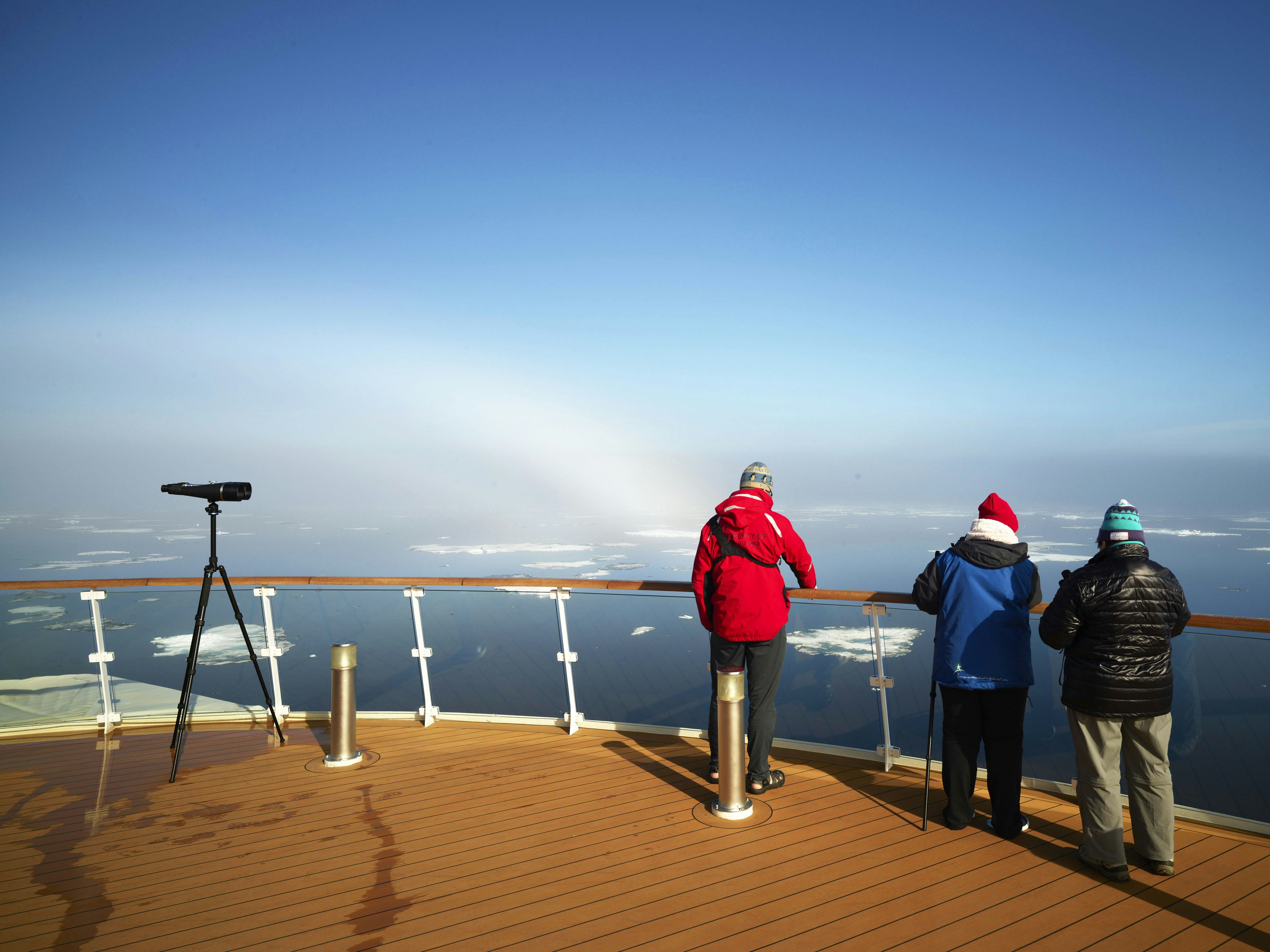 Expeditioners on Deck of the Greg Mortimer