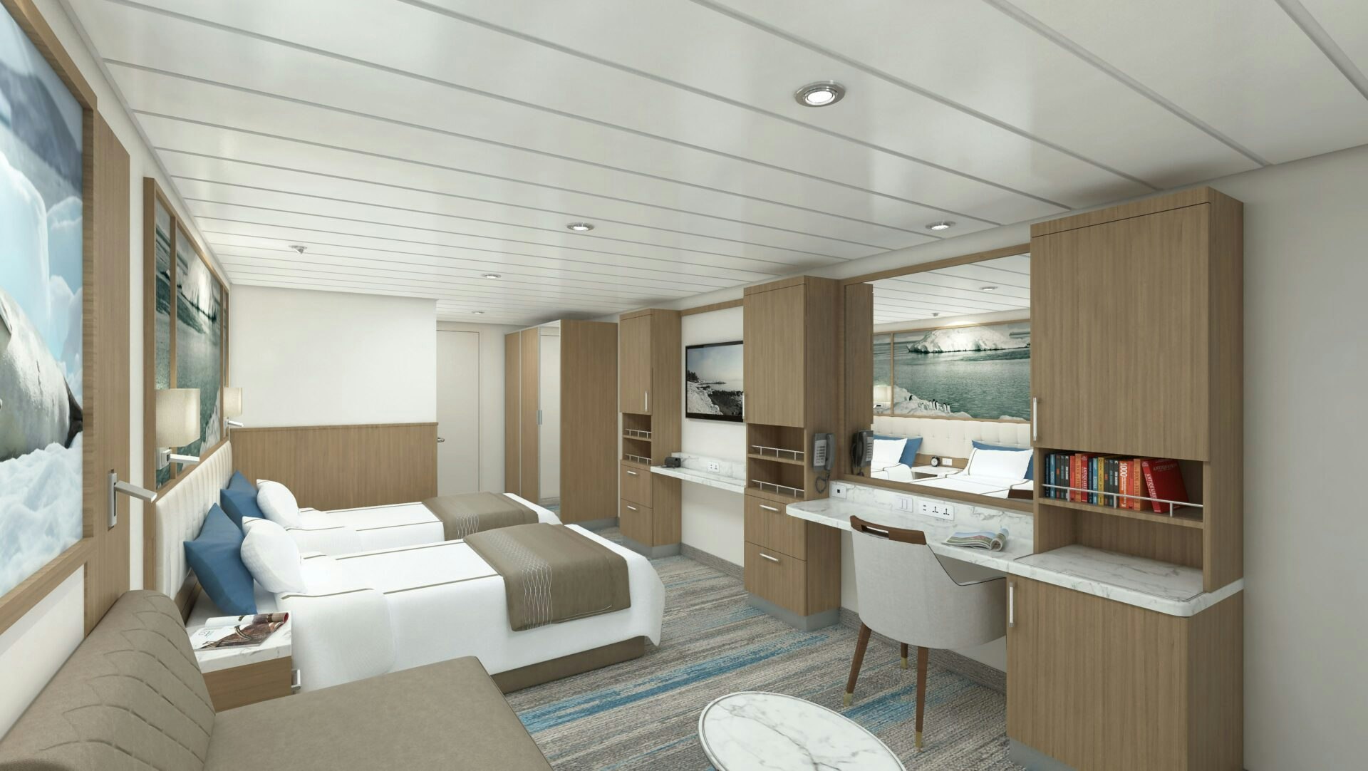 Aurora Stateroom Twin Share Desk View