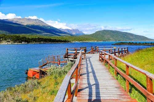 Puerto Arias pontoon on the shores of Lapataia Bay