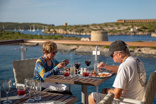 Dining on deck, Menorca, Pia Harboure